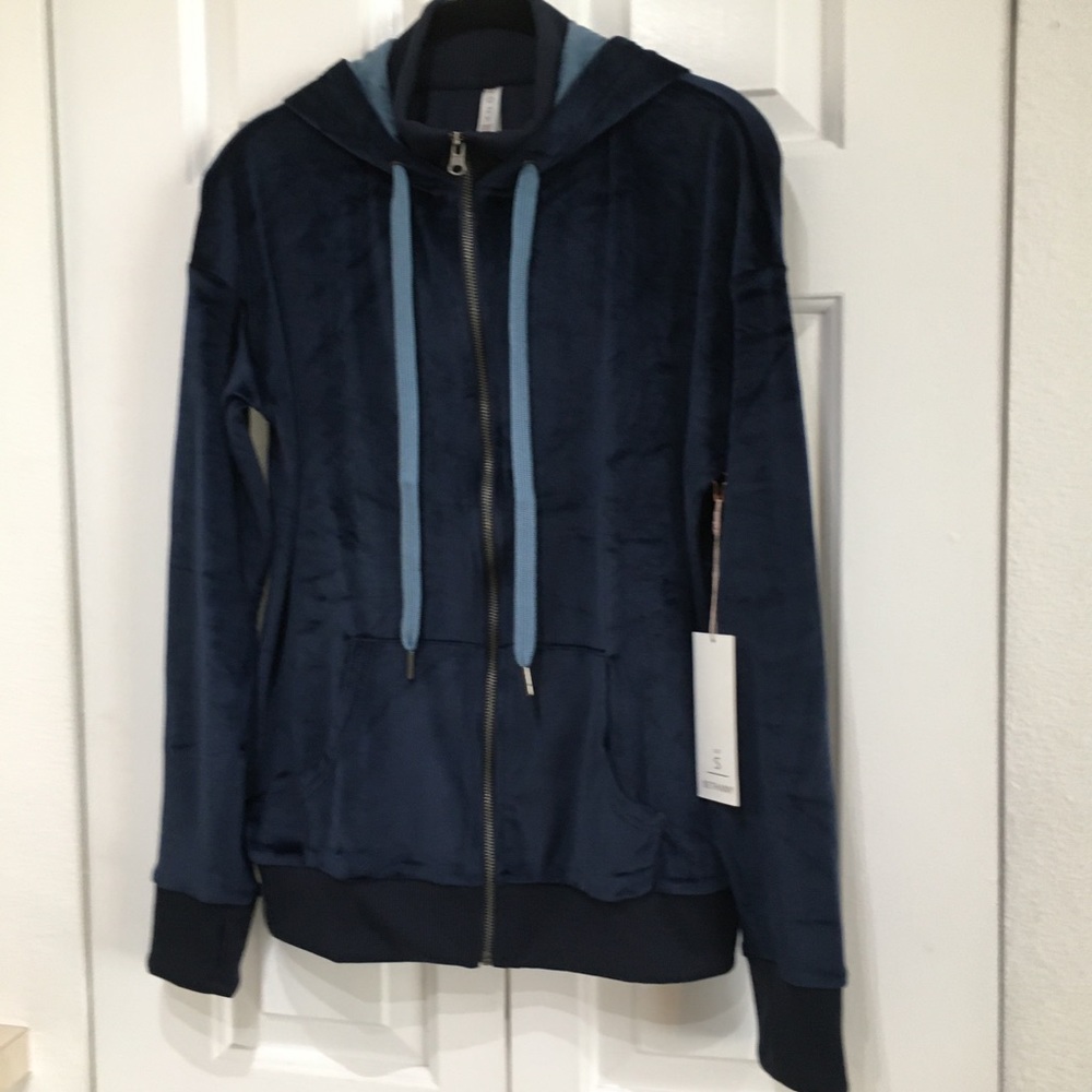 LuLaRoe Bethany Small Hoodie Velour navy & blue